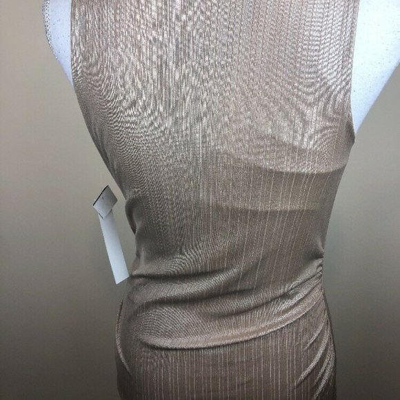 Design Lab Womens Size S Gold Champagne V-Neck Ruched Sleeveless Dress NWT - Picture 7 of 8